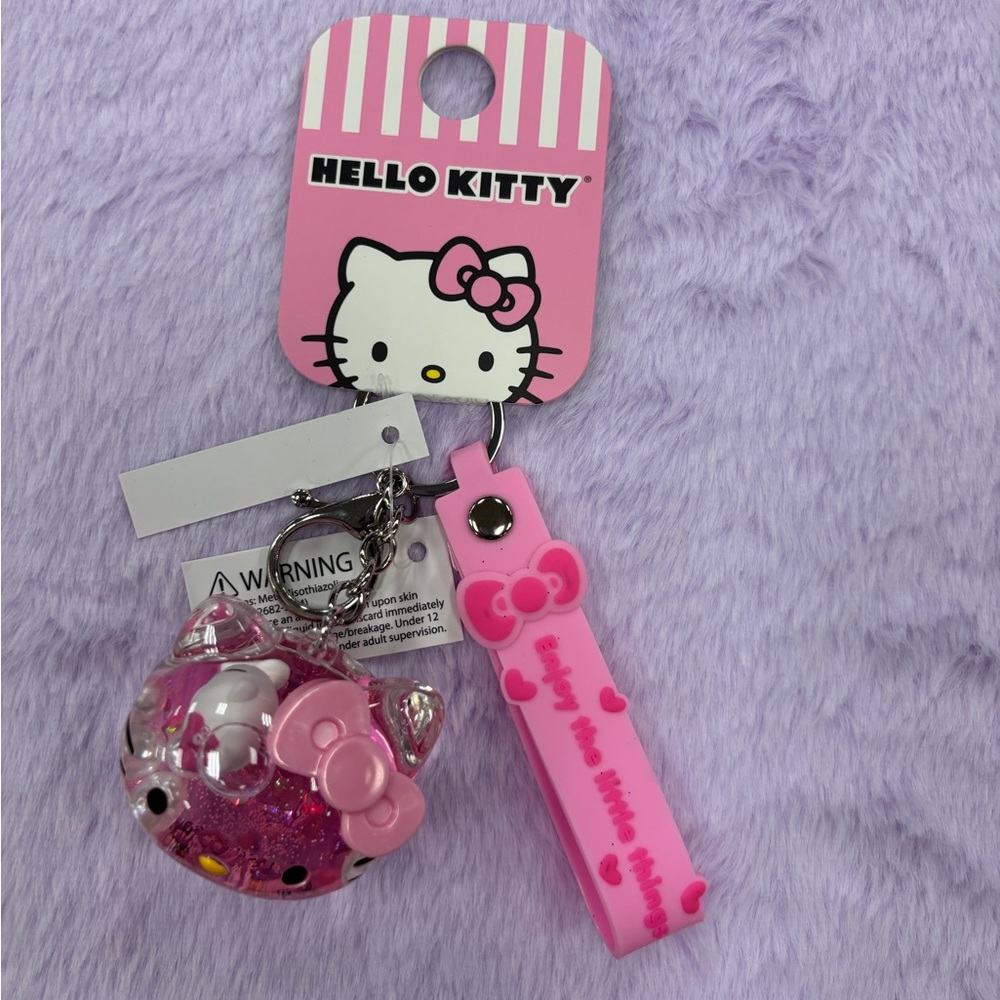 Hello Kitty Pink Glittery Bag Charm with Wrist Strap